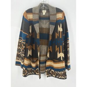 Telluride Clothing Company Southwestern Aztec Print‎ Open Front Cardigan Sweater